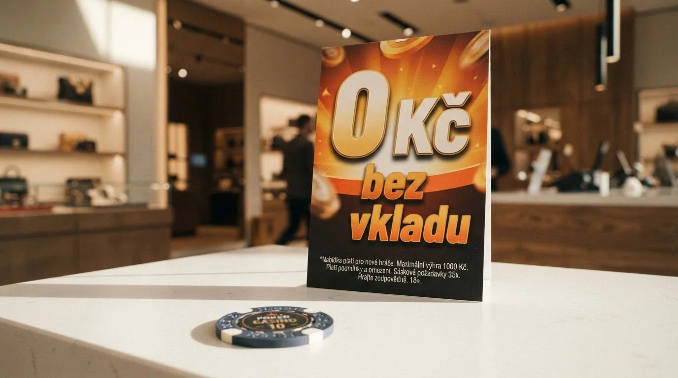 Detail bonusového banneru „bez vkladu“ s drobným písmem podmínek v popředí