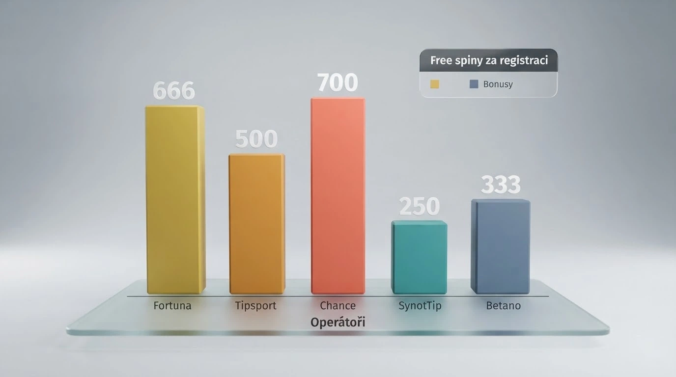Srovnání registračních bonusů — počet free spinů podle operátora