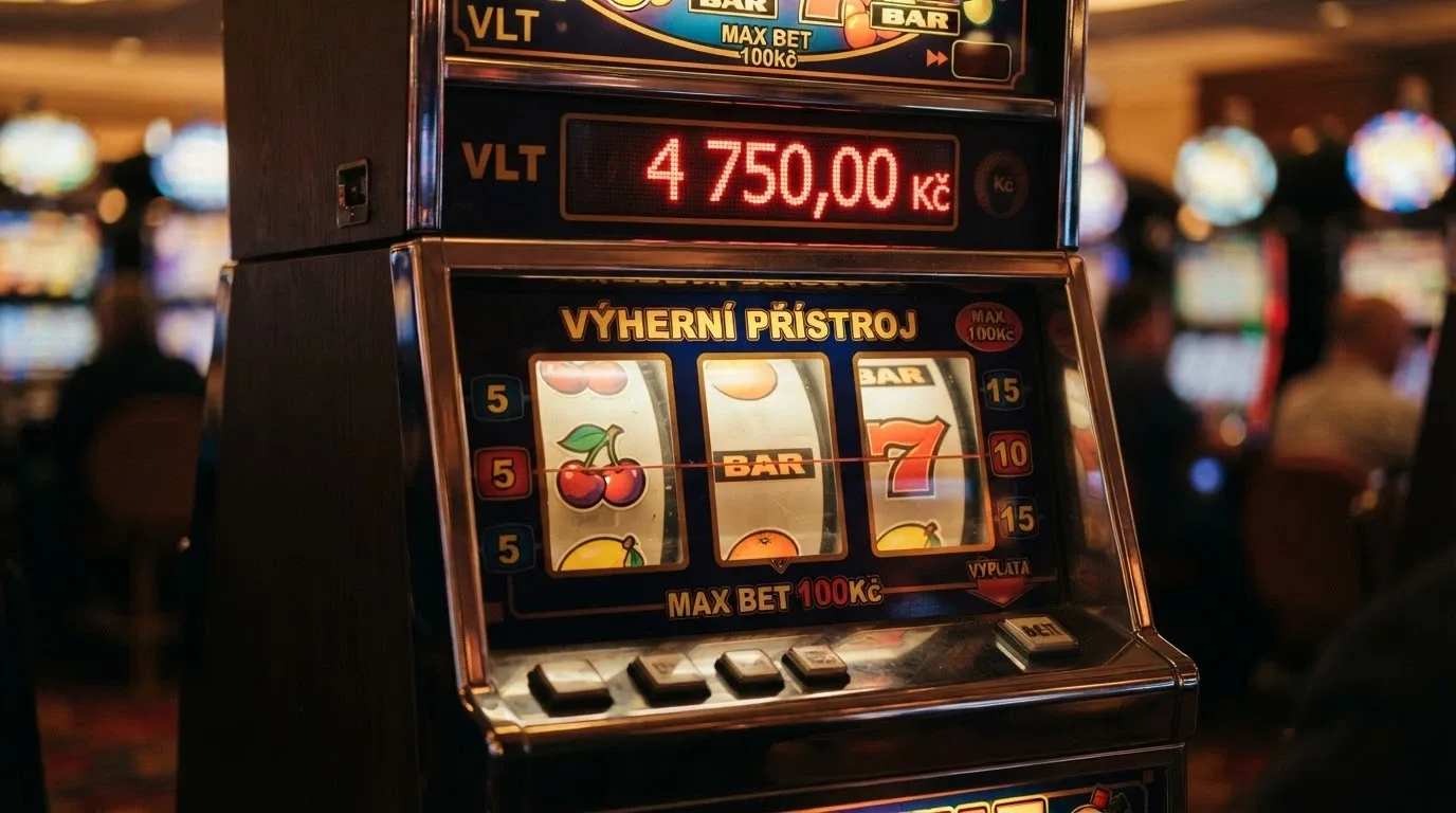 Detail hracího automatu s počítadlem volných otočení a zobrazenou hodnotou spinu