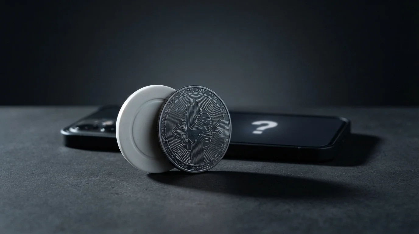 Bitcoin a symbol kryptoměny s otazníkem nad logem online casina