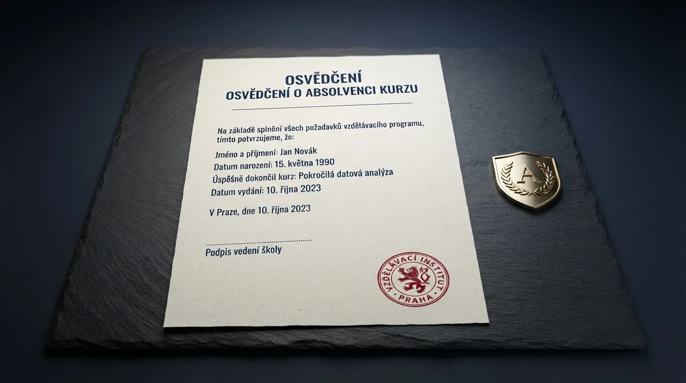Úřední dokument s licencí a budova dohledového orgánu