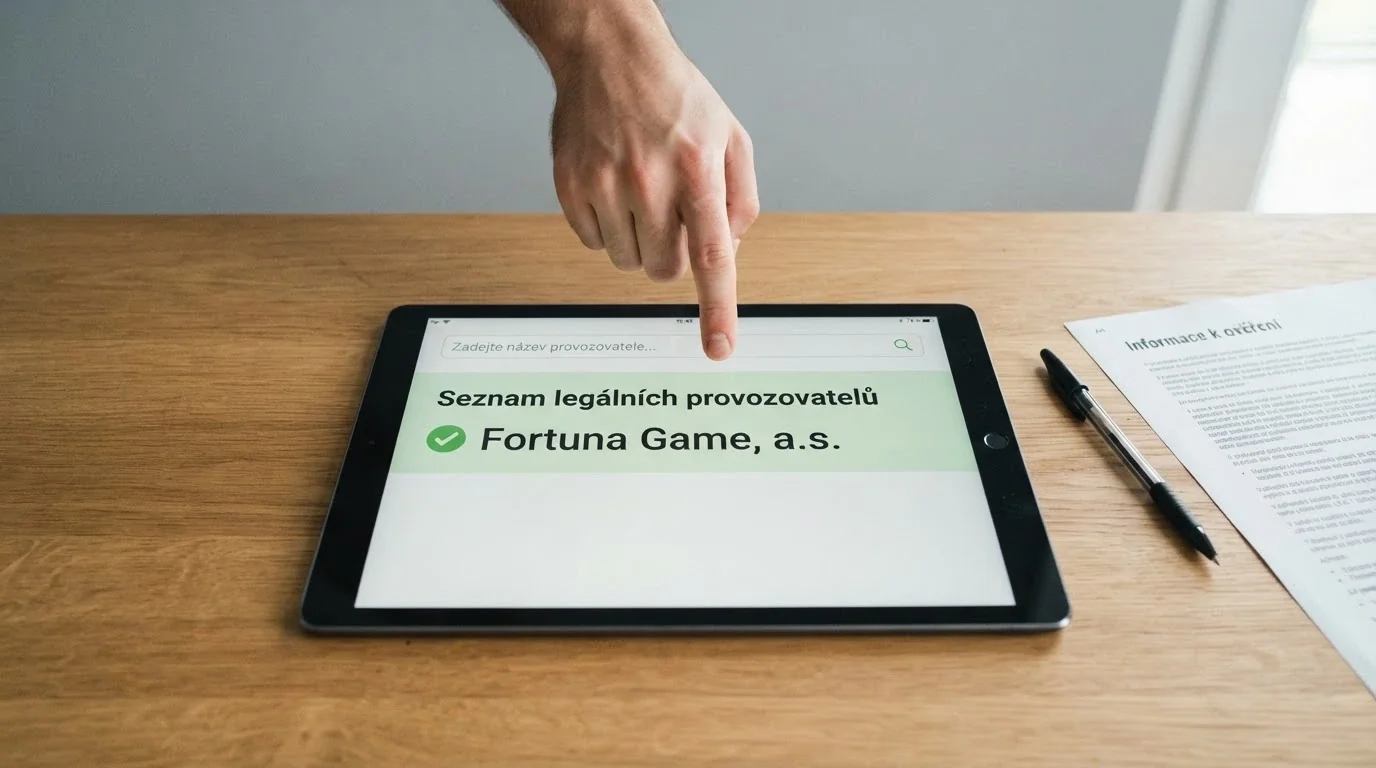 Obrazovka s vyhledáváním v Seznamu legálních provozovatelů MF ČR