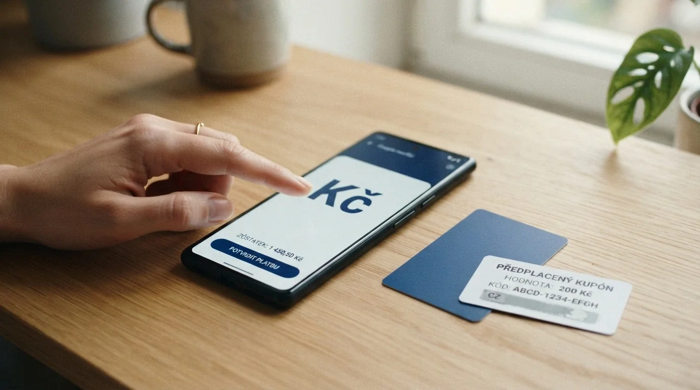 Platební karta, mobil s SMS platební bránou a poukázka Paysafecard na jednom stole