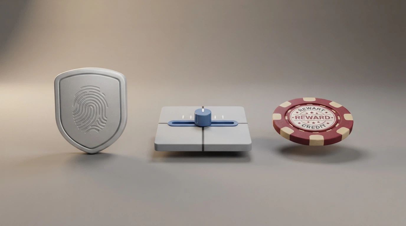 Tříkrokový diagram registrace v online casinu: ikona BankID, ikona nastavení limitů, ikona připsaného bonusu.