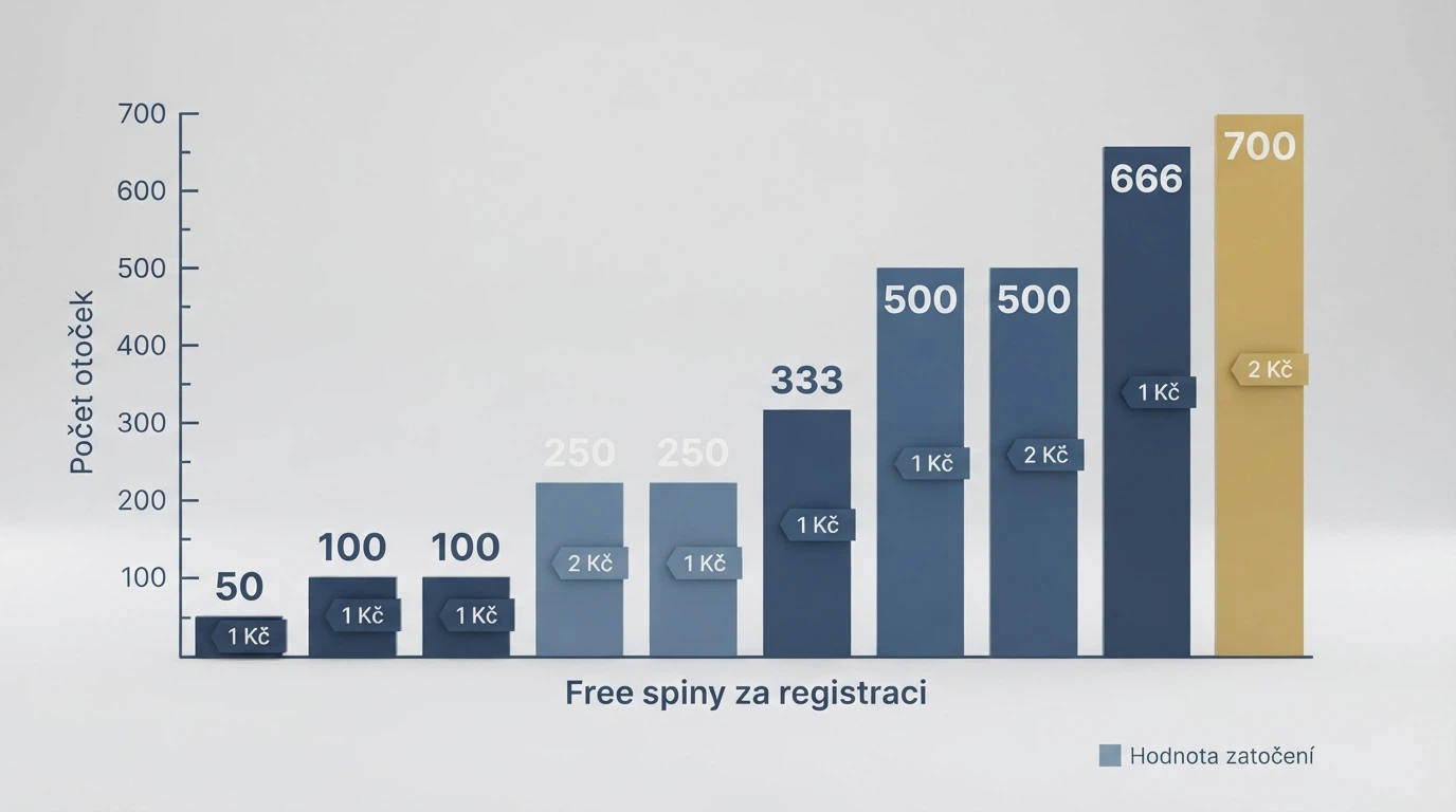 Přehledná tabulka s logy deseti CZ casin seřazených podle počtu free spinů