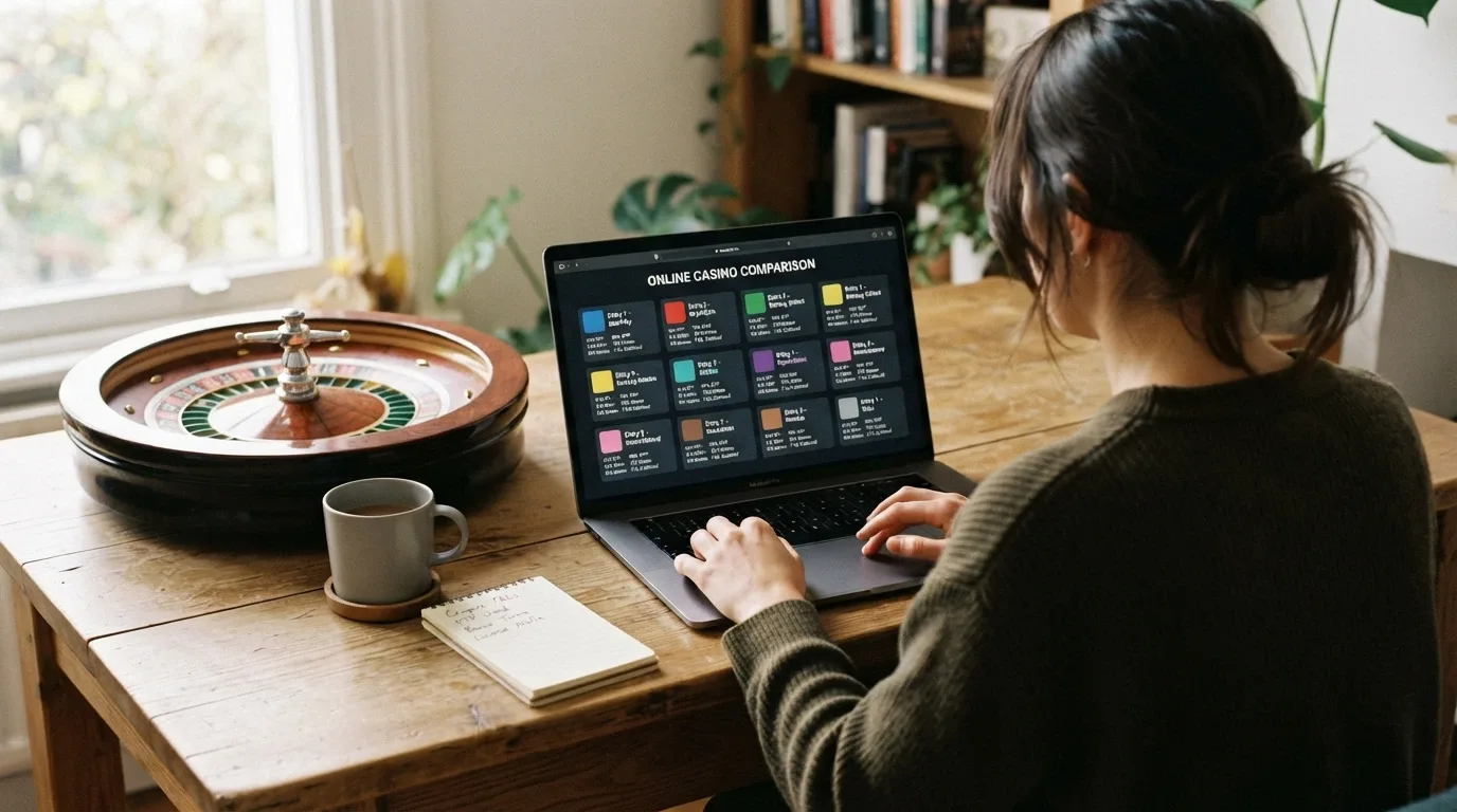 Koláž log deseti srovnávaných českých online casin na pozadí rulety