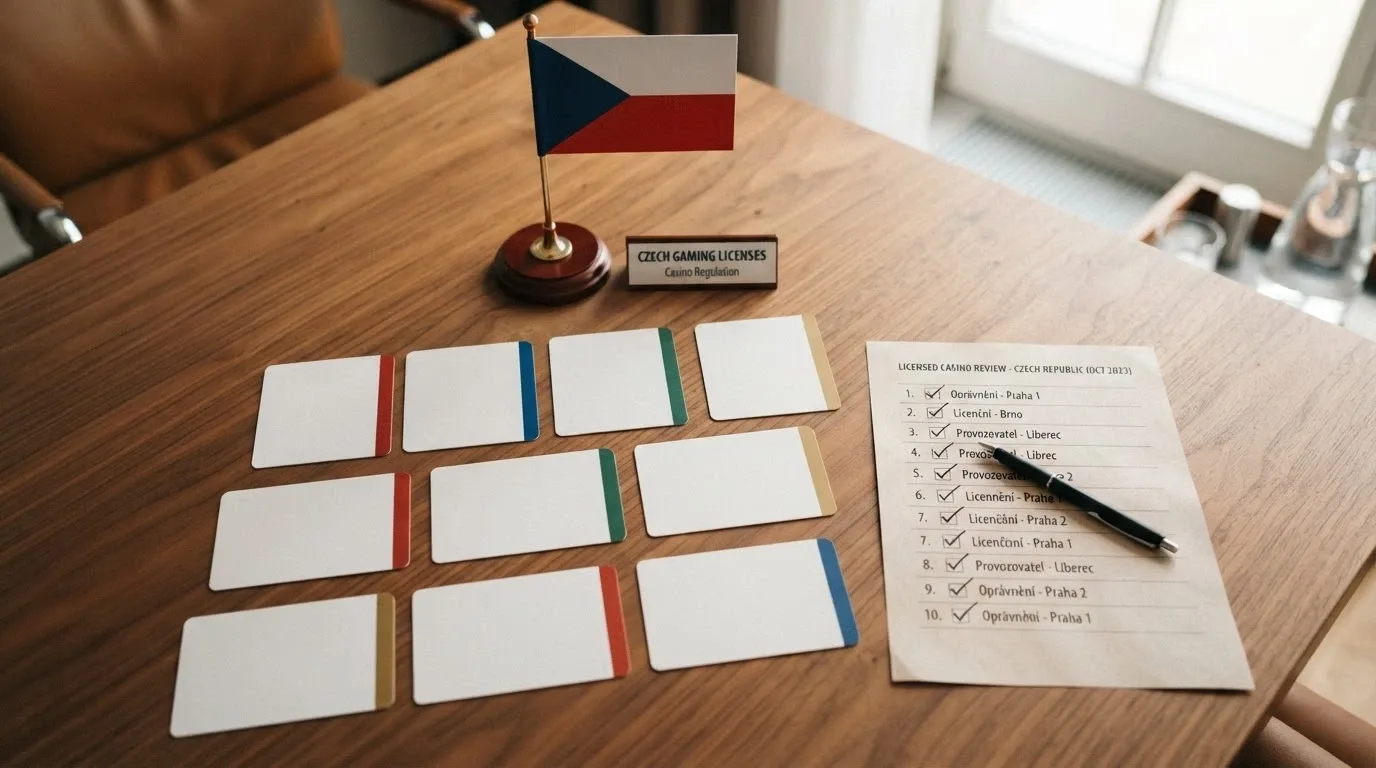 Rozložené karty deseti operátorů s českou vlajkou a logy MF ČR v pozadí