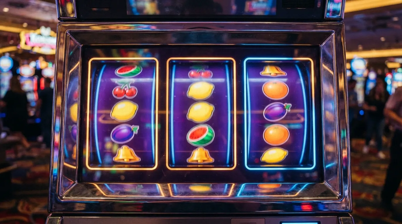 Barevné válce výherního automatu s ovocnými symboly a nápisem free spins